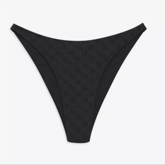 ANINE BING Bea & Millie Bikini Swimsuit AB Monogram Top & Bottom S / M Black NWT - Picture 6 of 6